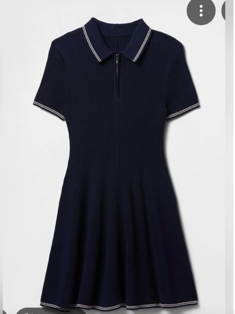 GAP Rib Sweater Short Sleeve Polo Mini Dress Uniform 1/4 Zip Preppy Sporty sz XL